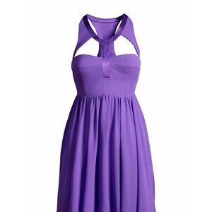 2011 VERSACE for H&M Cut Out Haltered Purple Silk Dress - US 8
